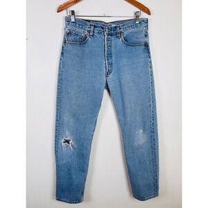Vintage Levi's 501 Jeans Distressed Denim Straight Leg Women's W32 L29-‎ READ